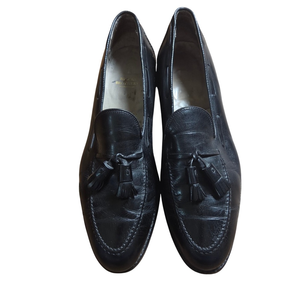 Brooks Brothers Mens Black Leather Tassel Loafers 11.5 A Made in USA Old Money